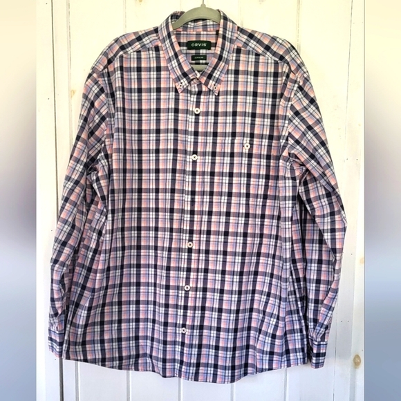 Orvis Active Fit Organic Cotton Blend Plaid Button Shirt - Picture 1 of 6